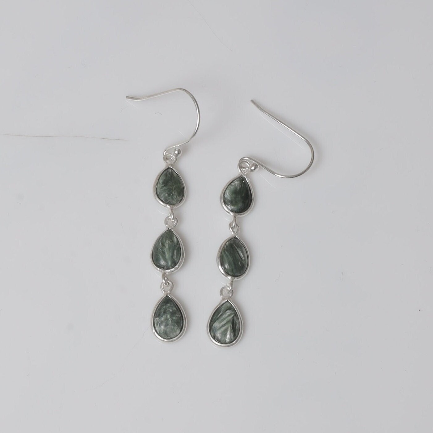 Seraphinite Sterling Silver Earrings