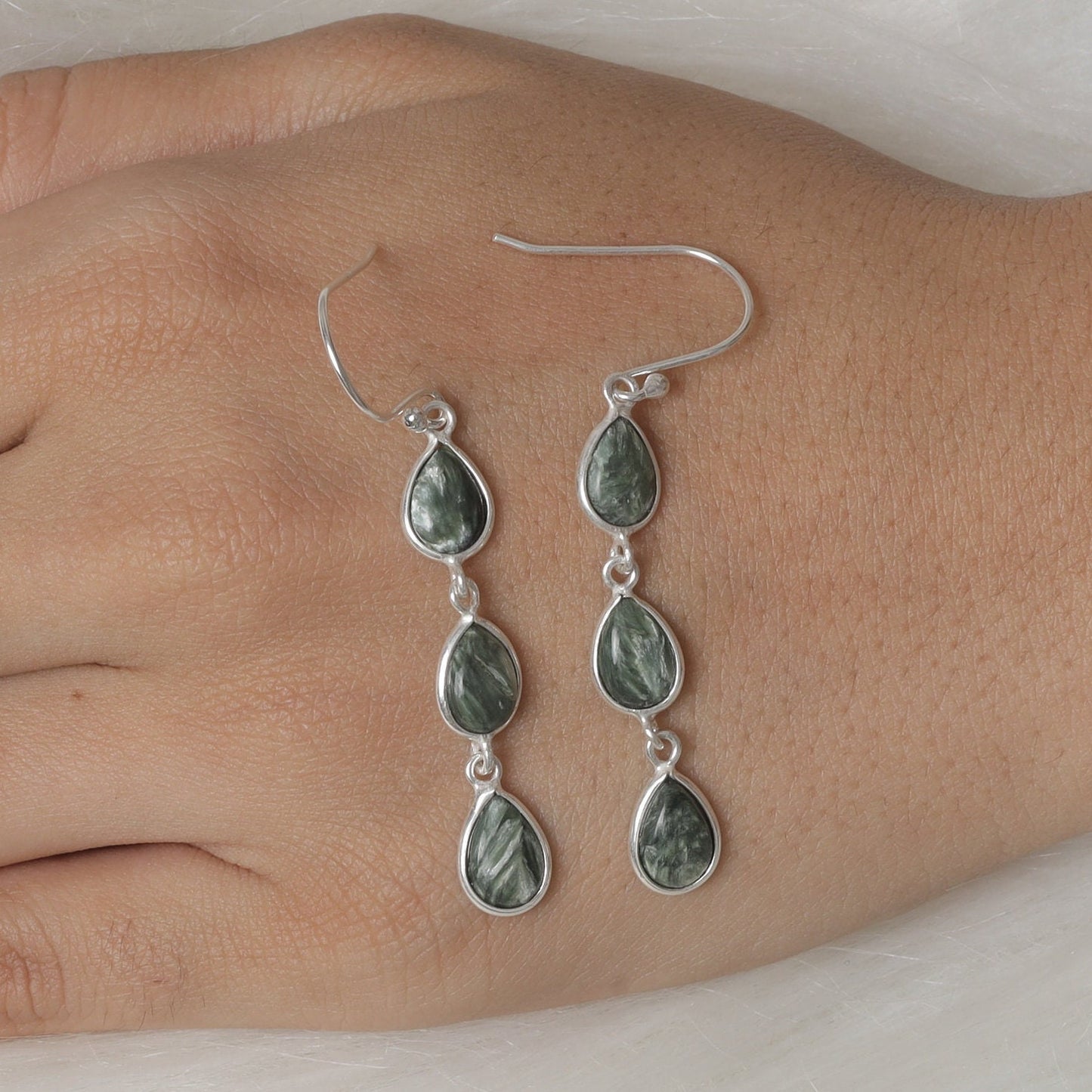 Seraphinite Sterling Silver Earrings