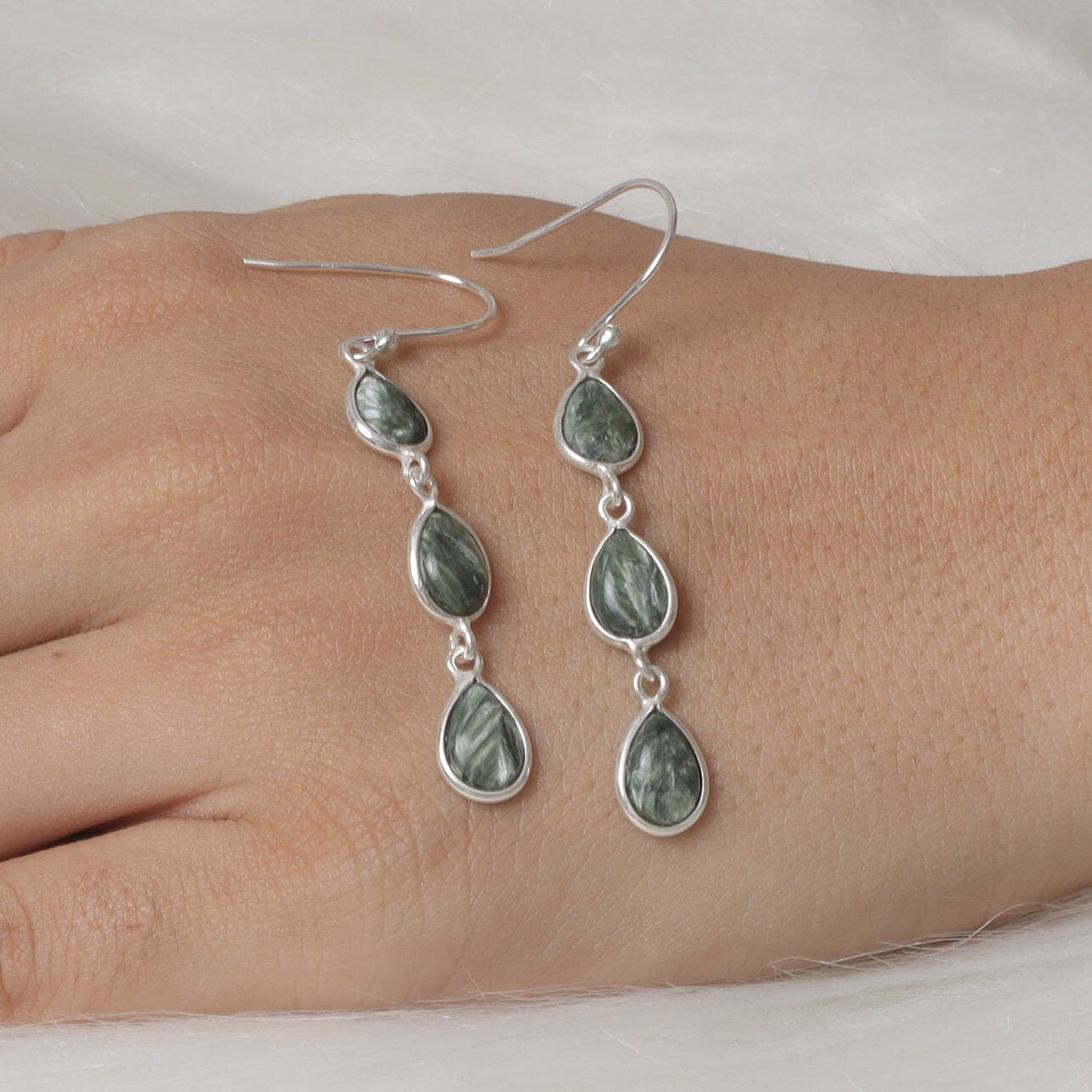 Seraphinite Sterling Silver Earrings