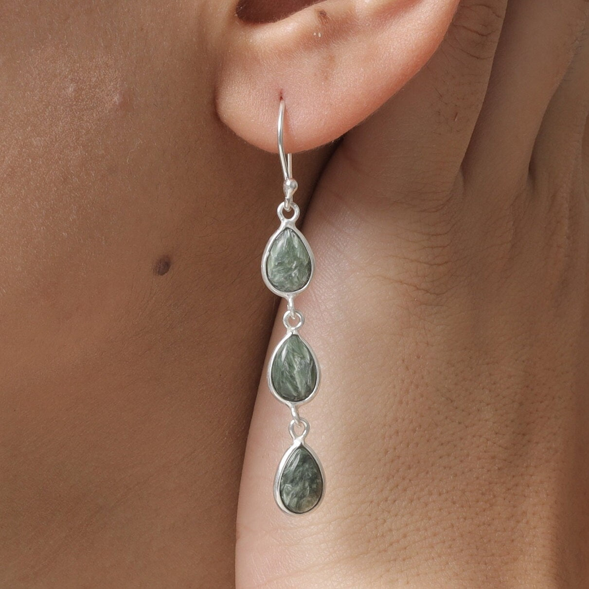 Seraphinite Sterling Silver Earrings