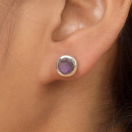 Amethyst Sterling Silver Stud Earrings