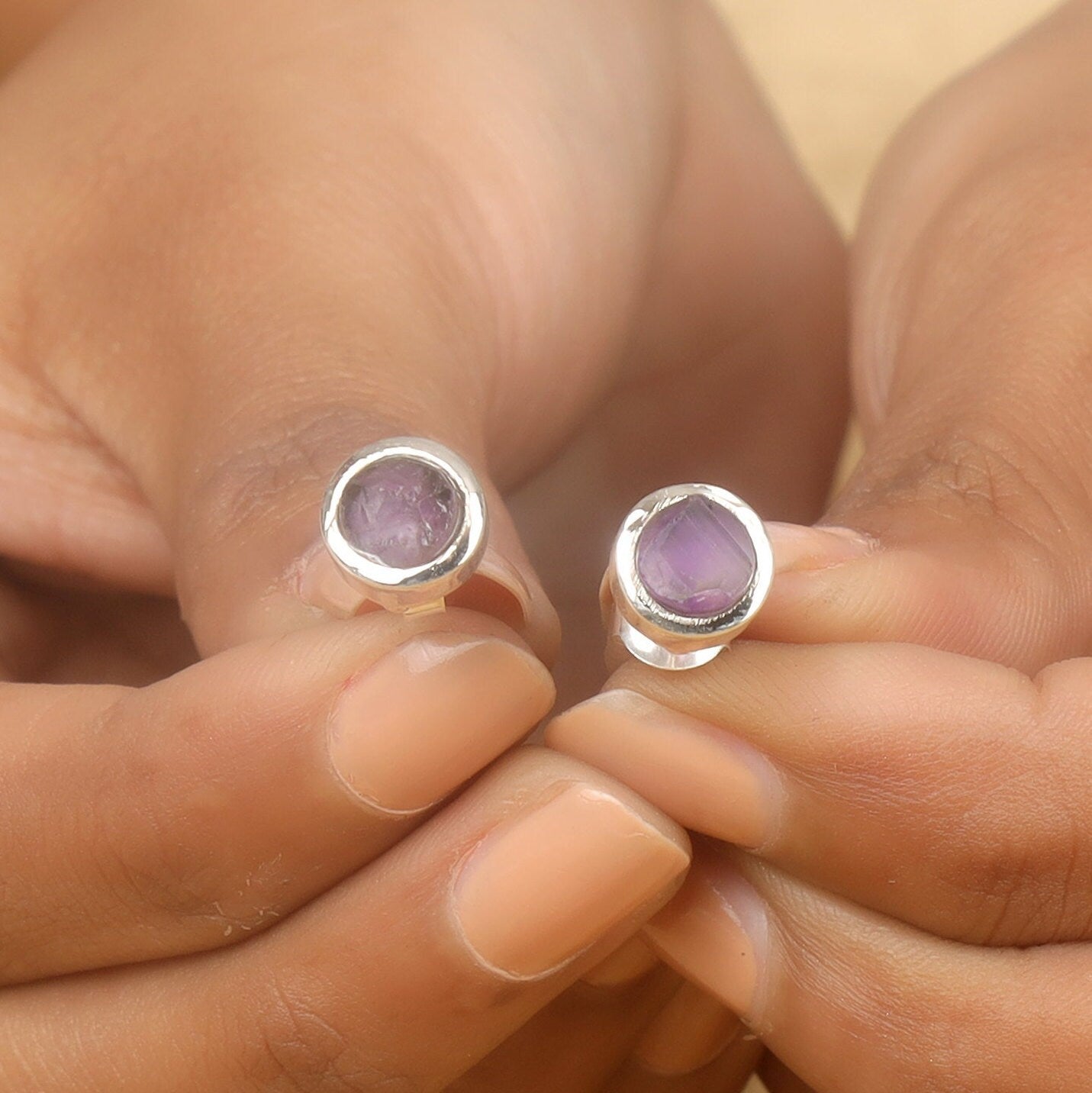 Amethyst Sterling Silver Stud Earrings