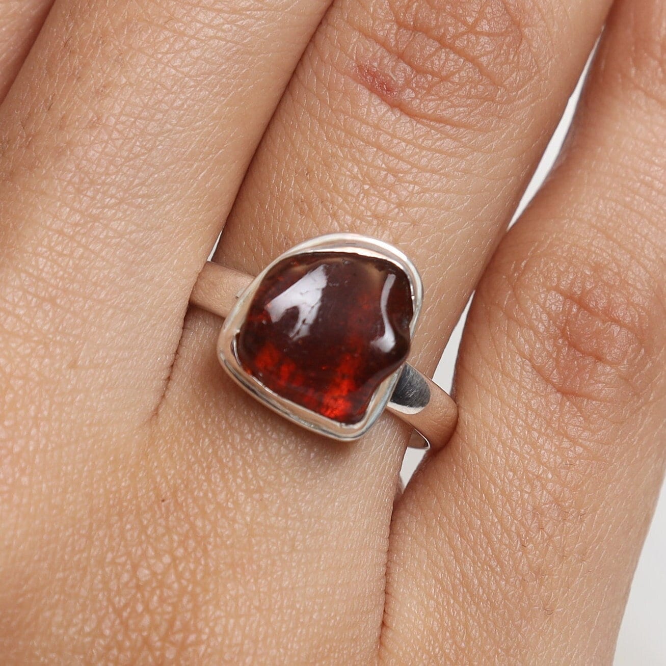 Raw Amber Sterling Silver Ring