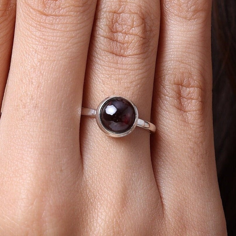 Garnet Sterling Silver Ring