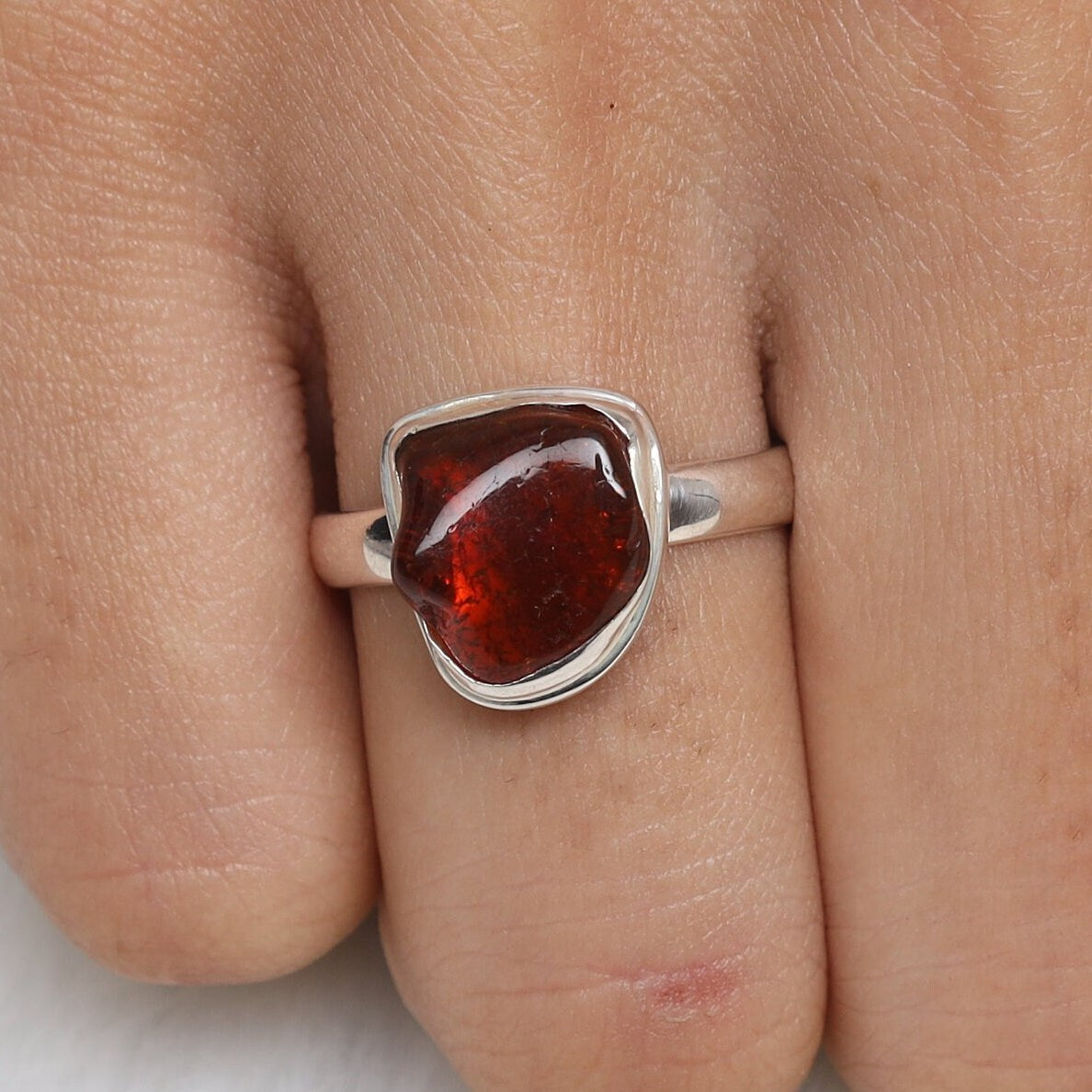 Raw Amber Sterling Silver Ring