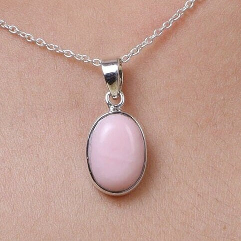 Pink Opal Sterling Silver Pendant