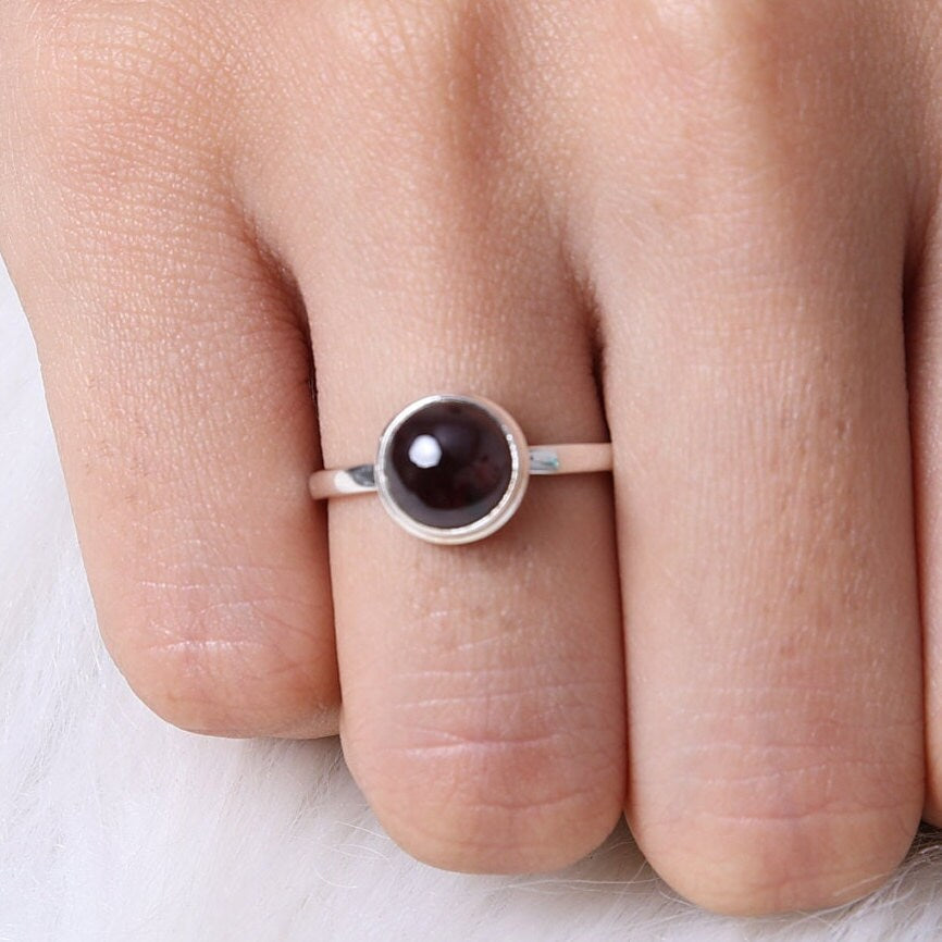 Garnet Sterling Silver Ring