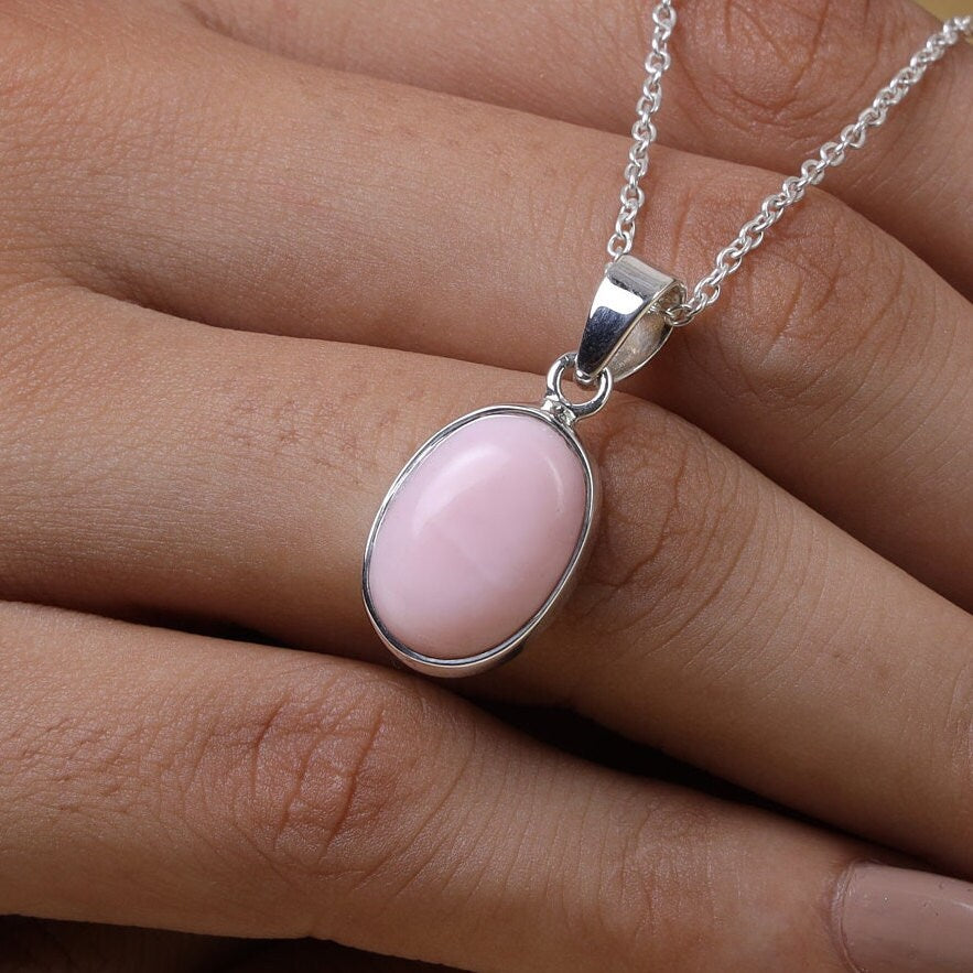 Pink Opal Sterling Silver Pendant