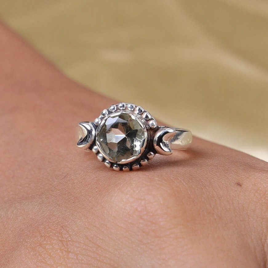 Green Amethyst Sterling Silver Ring