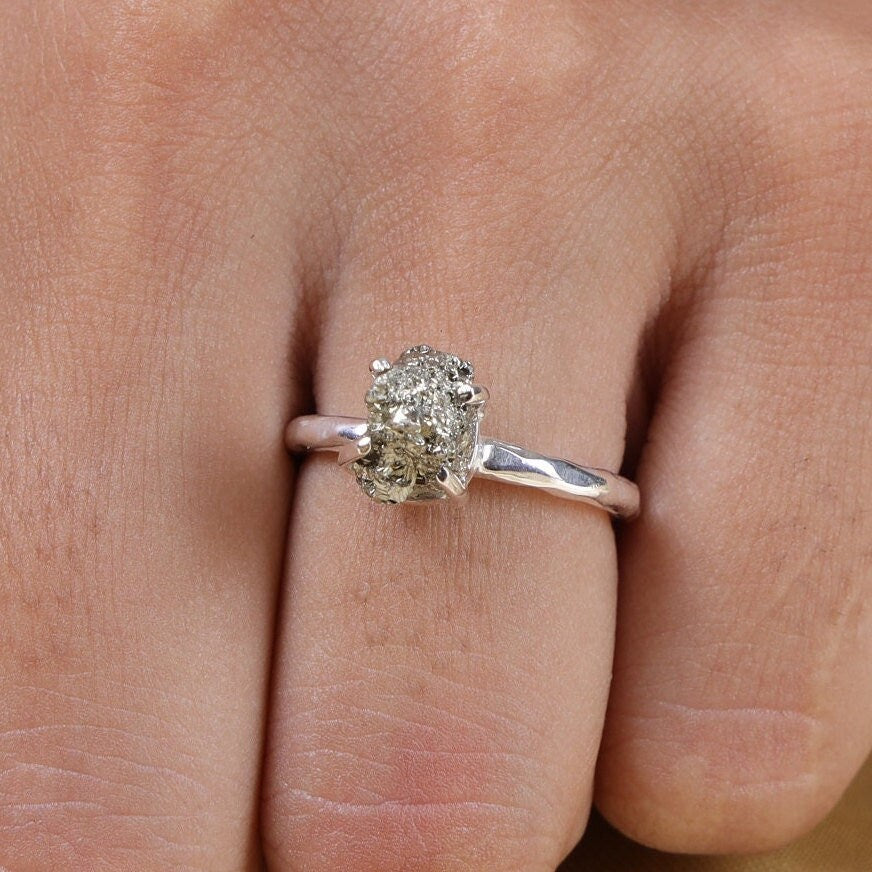 Raw Pyrite Sterling Silver Ring