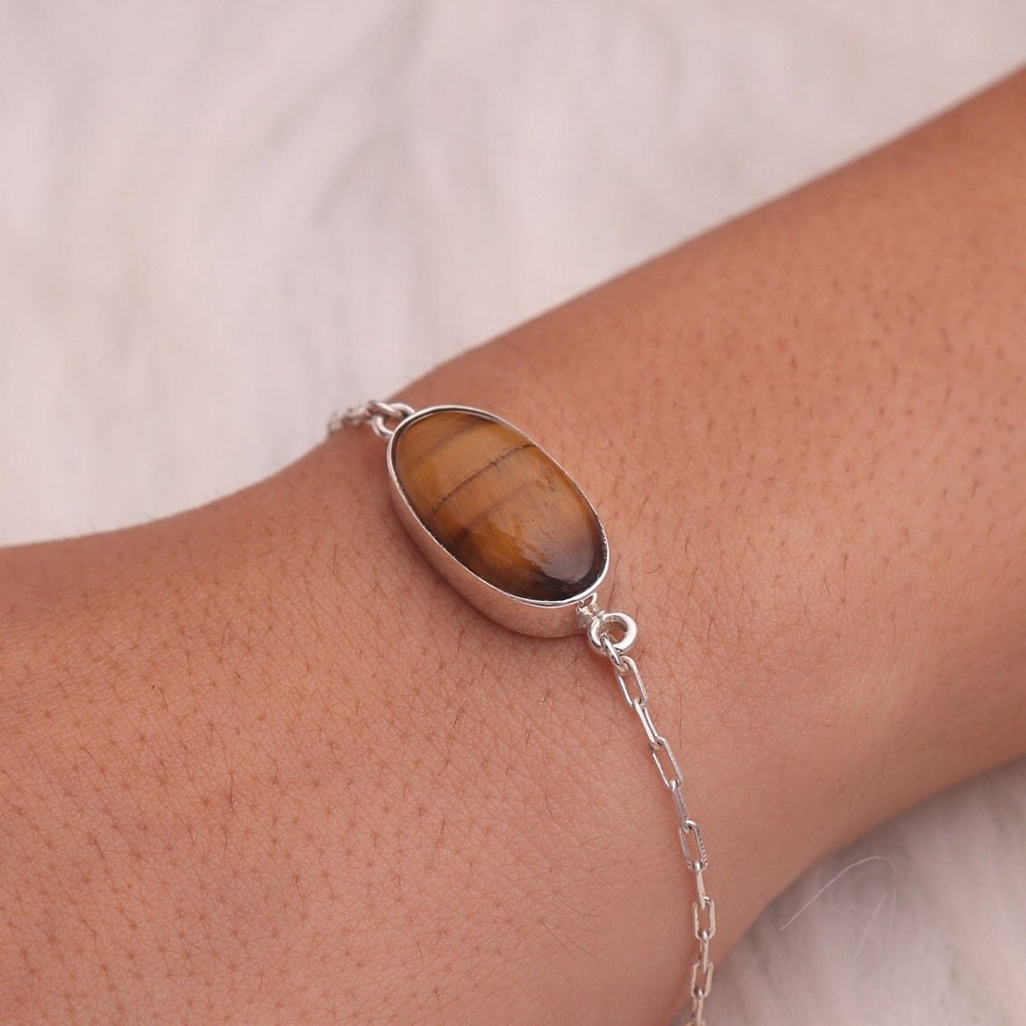 Tiger Eye Sterling Silver Bracelet