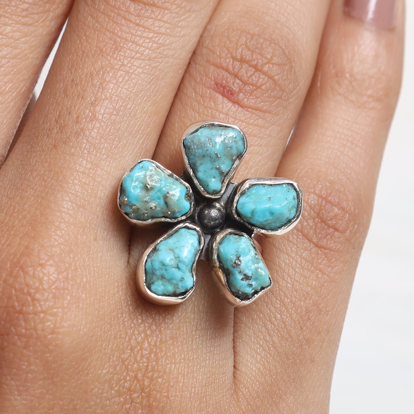 Raw Arizona Turquoise Sterling Silver Ring