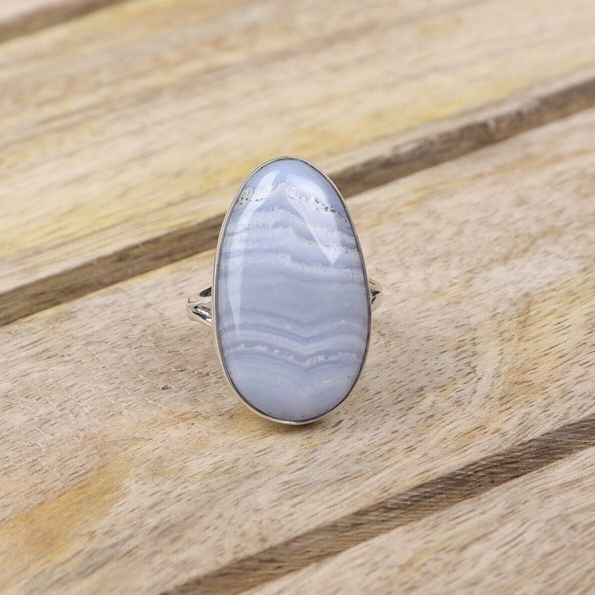 Blue Lace Agate 925 Sterling Silver Ring