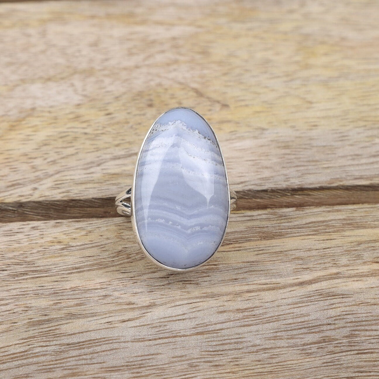 Blue Lace Agate 925 Sterling Silver Ring