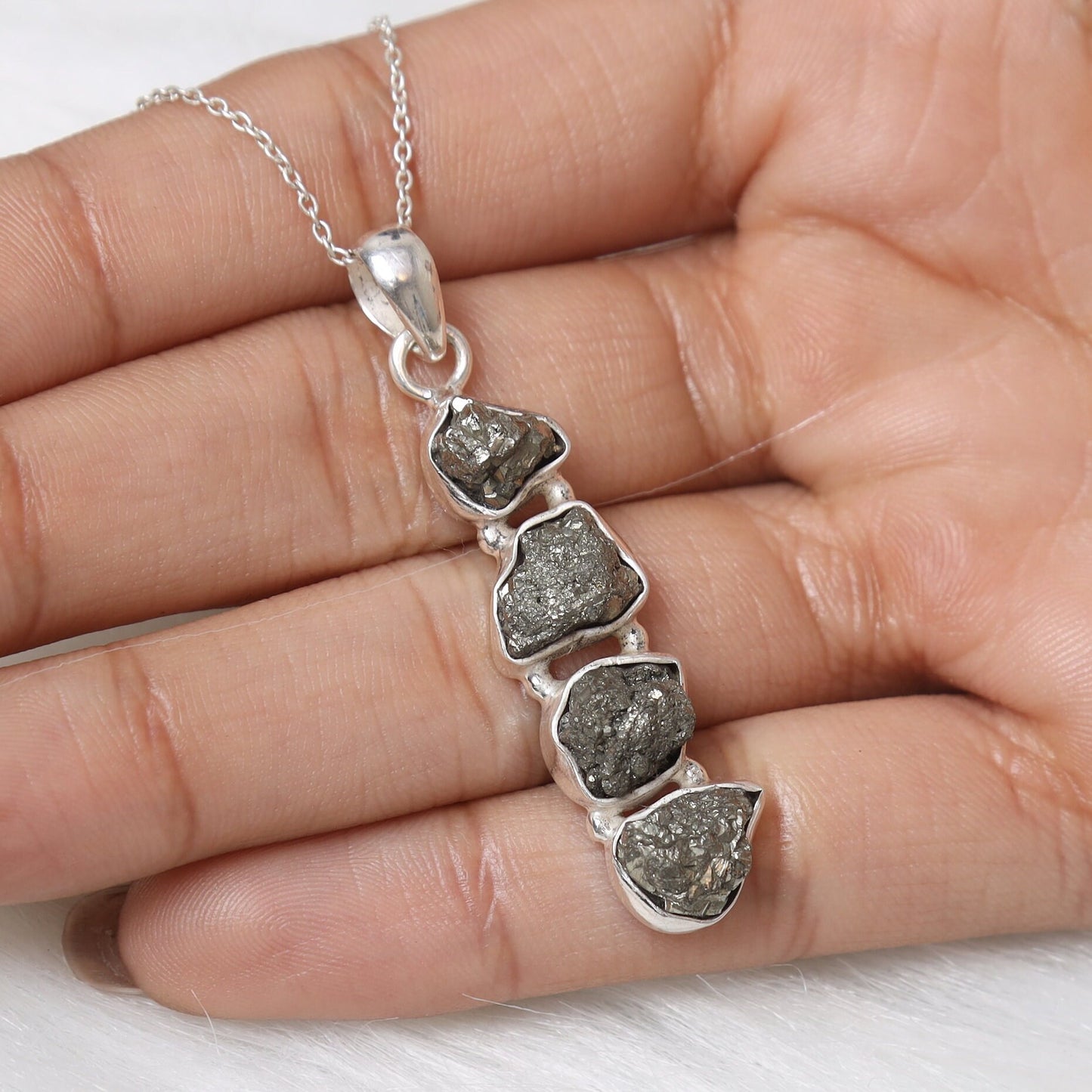 Raw Pyrite Sterling Silver Necklace