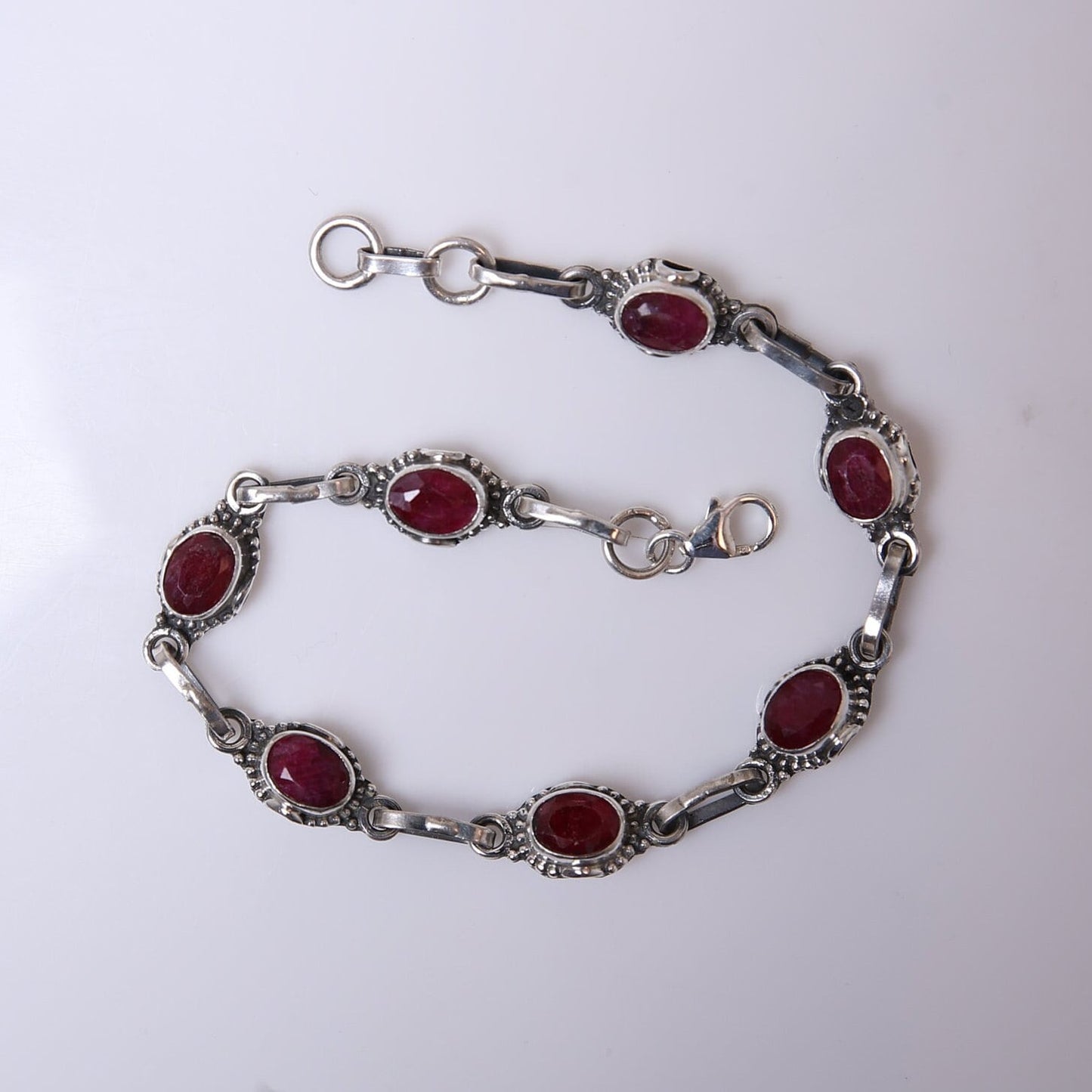 Ruby Sterling Silver Bracelet