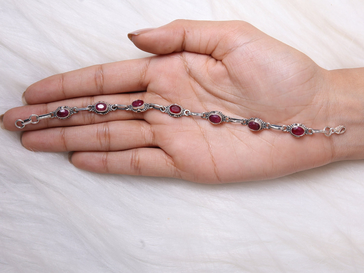 Ruby Sterling Silver Bracelet