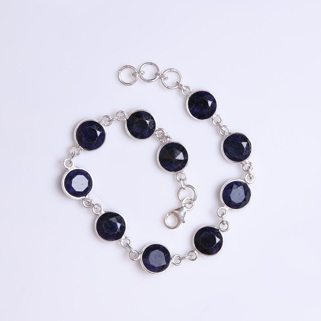 Blue Sapphire Sterling Silver Bracelet