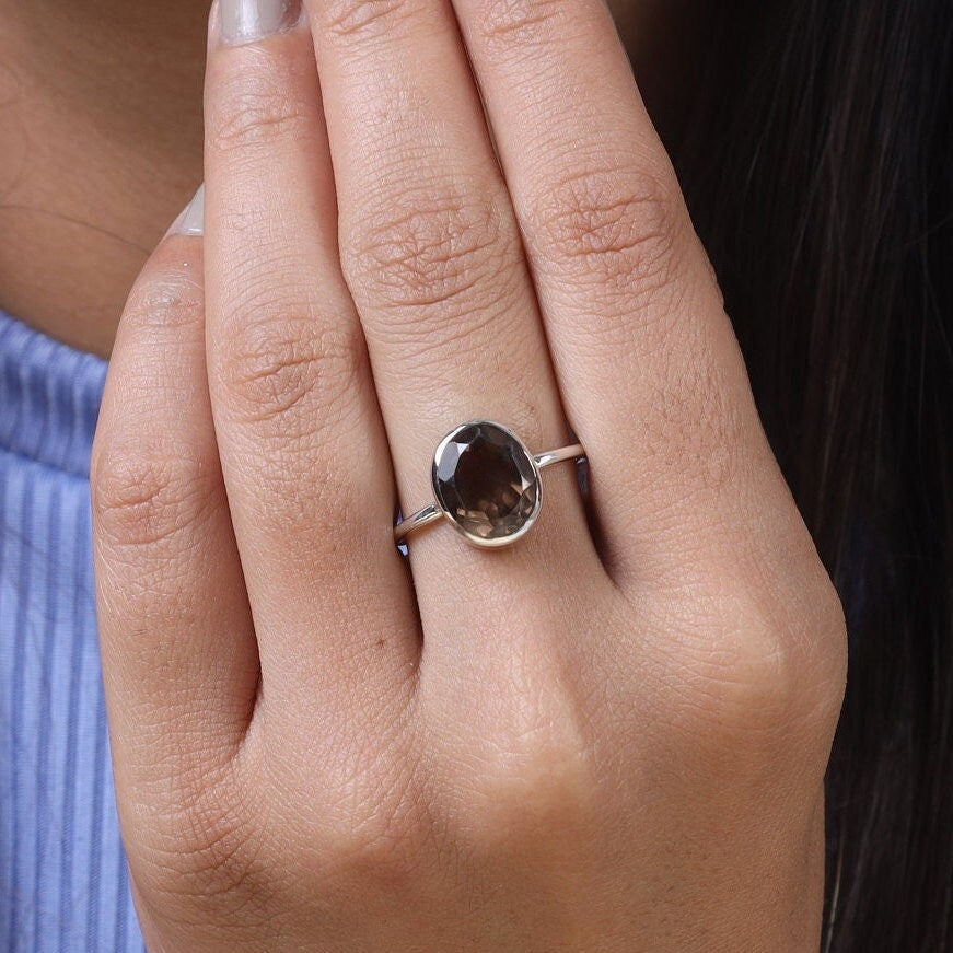 Smoky Topaz Sterling Silver Ring