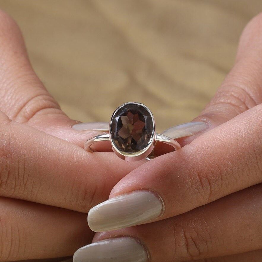 Smoky Topaz Sterling Silver Ring