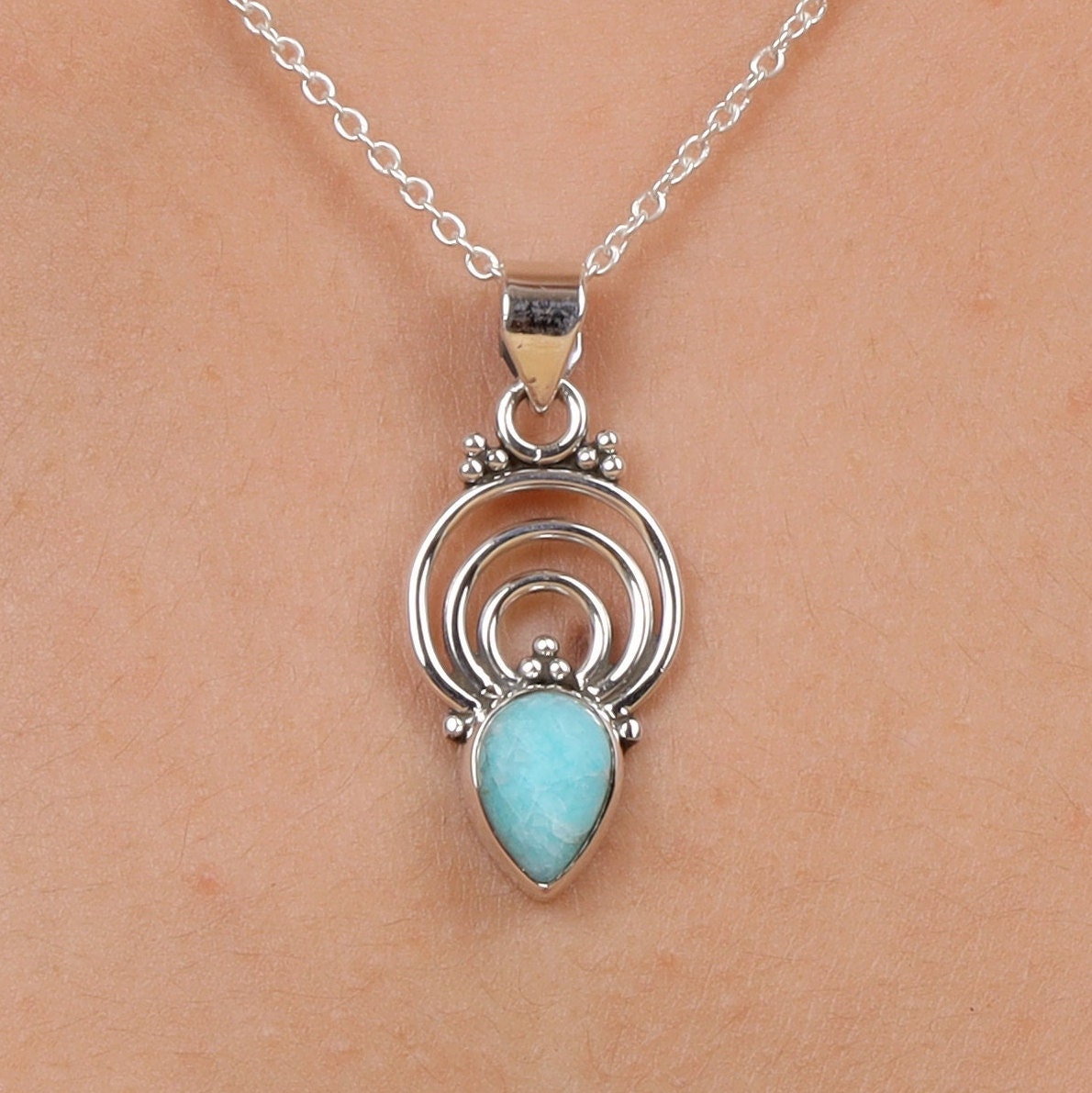 Dominican Larimar Sterling Silver Pendant