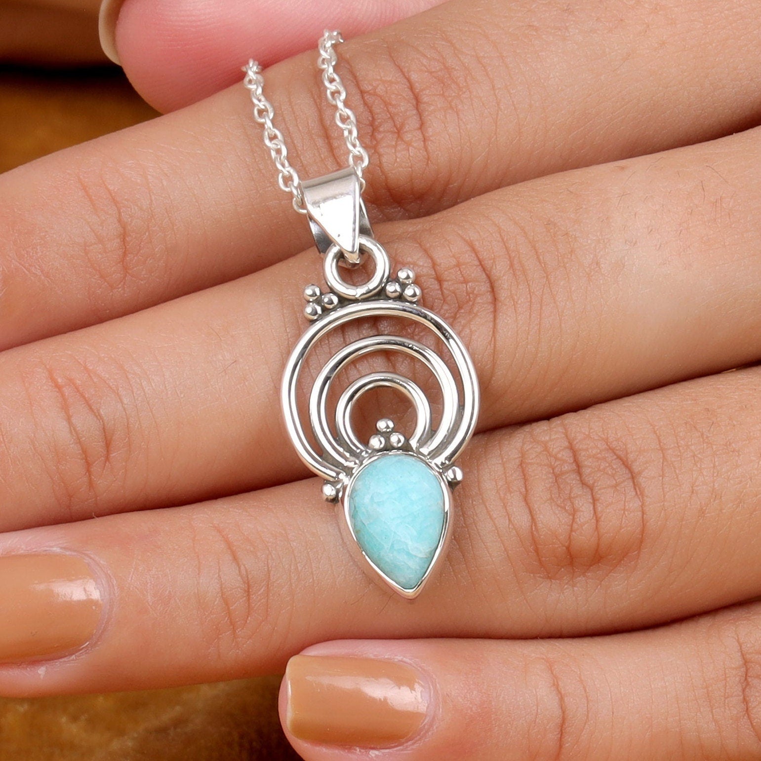 Dominican Larimar Sterling Silver Pendant