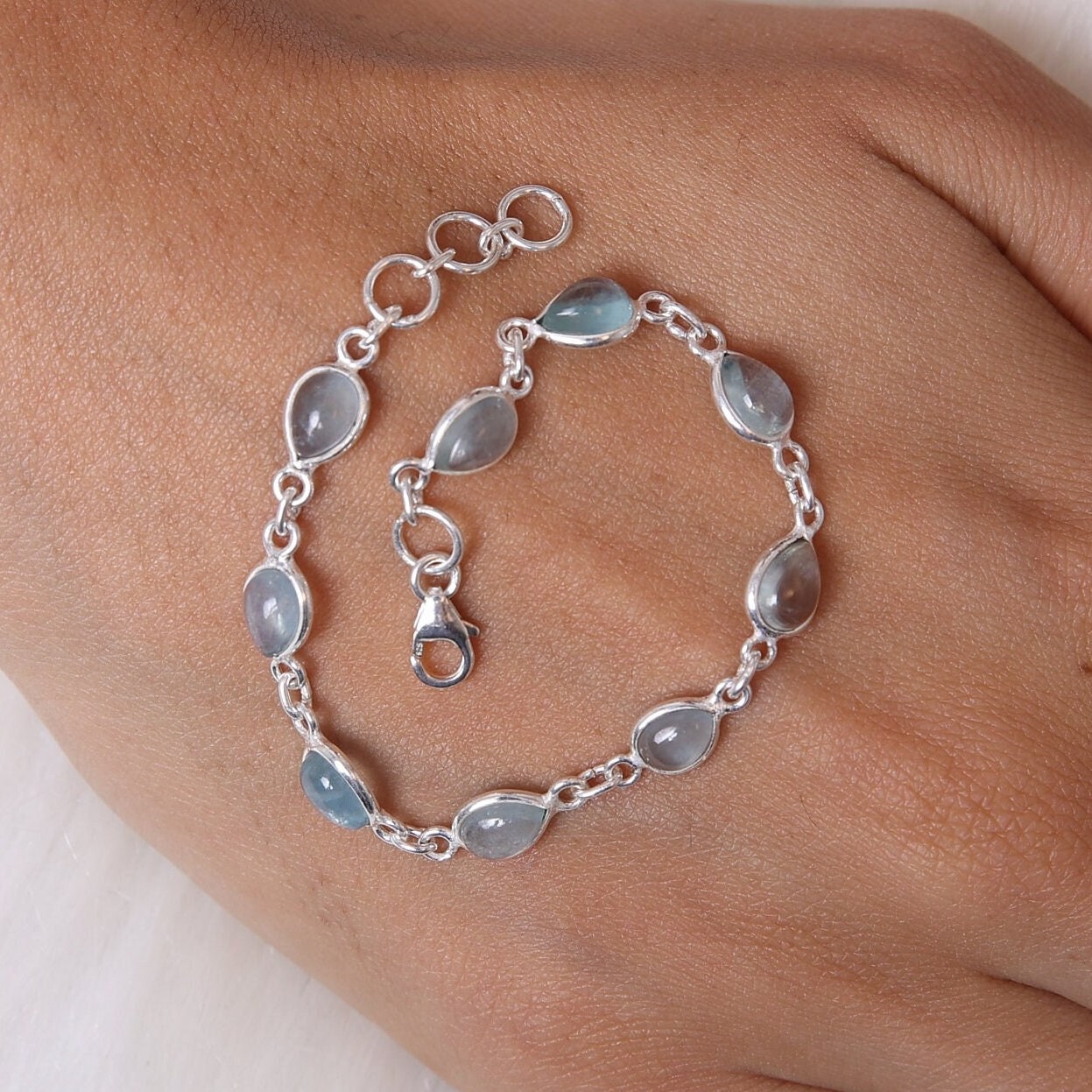 Aquamarine Sterling Silver Bracelet