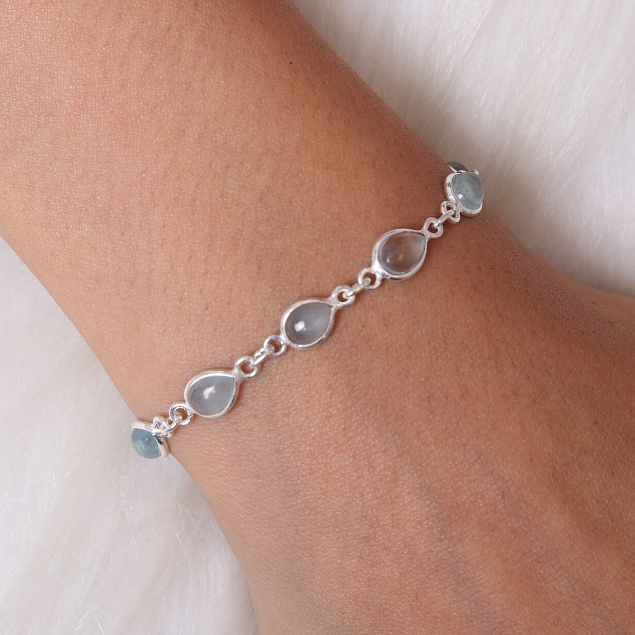 Aquamarine Sterling Silver Bracelet