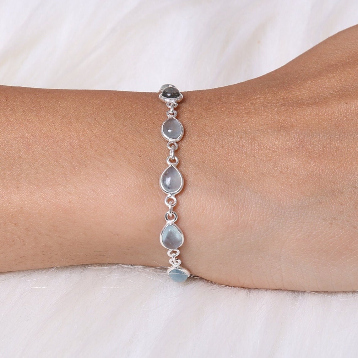 Aquamarine Sterling Silver Bracelet