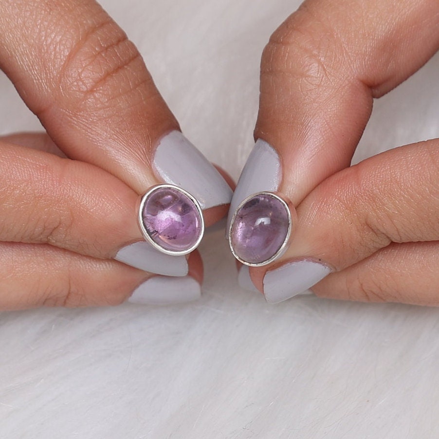 Amethyst Sterling Silver Stud Earrings