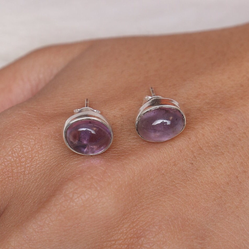 Amethyst Sterling Silver Stud Earrings