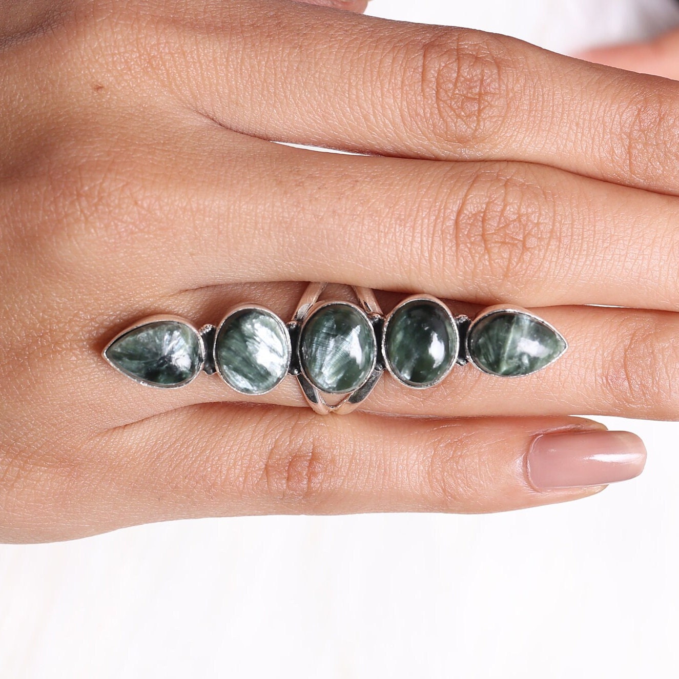 Seraphinite Sterling Silver Ring