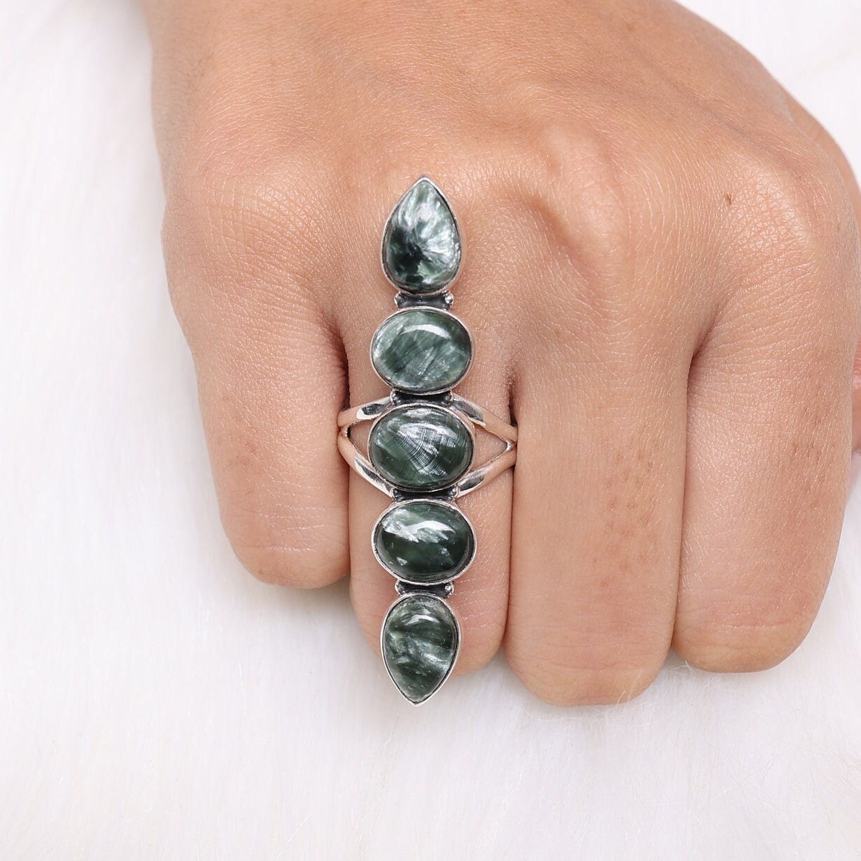 Seraphinite Sterling Silver Ring