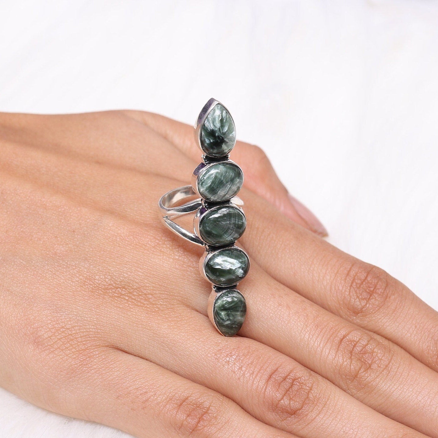 Seraphinite Sterling Silver Ring