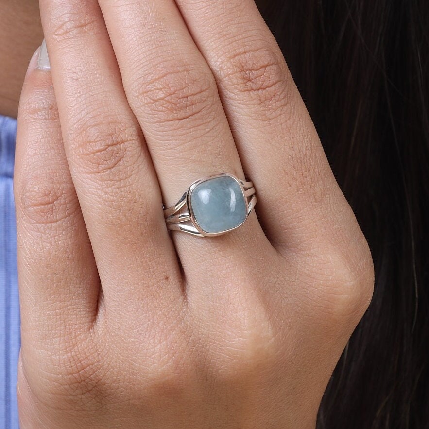 Aquamarine Sterling Silver Ring