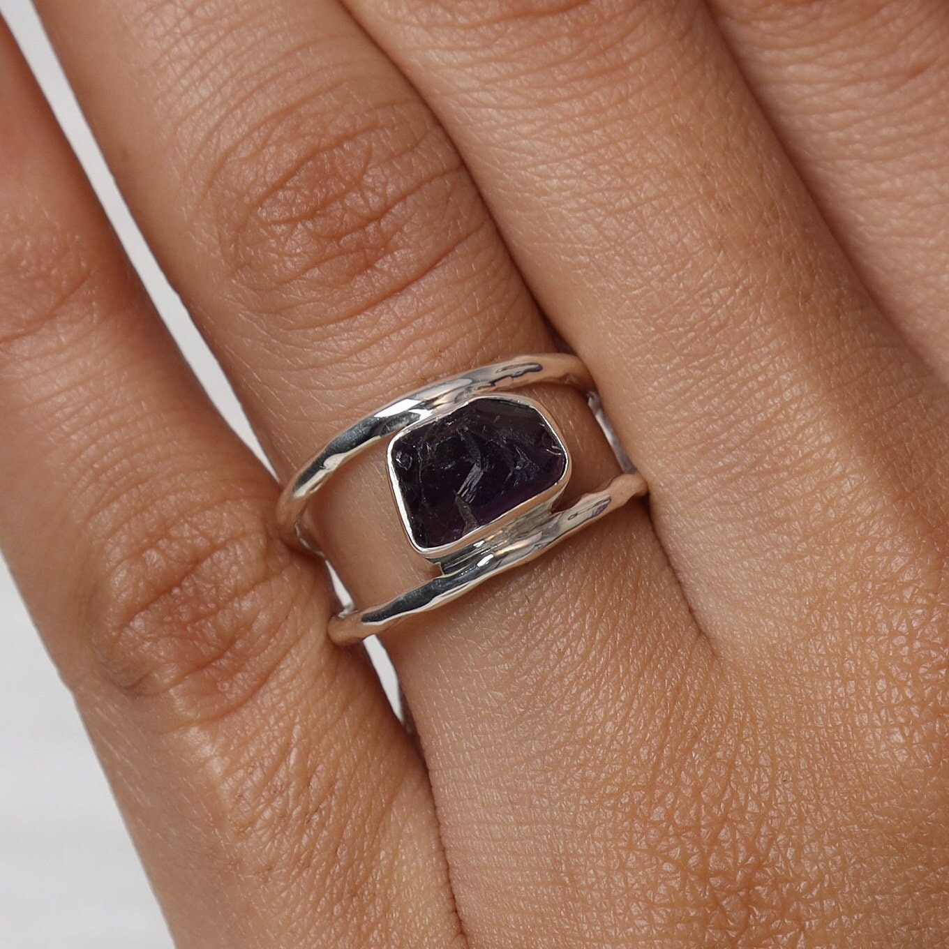 Raw Amethyst Sterling Silver Ring