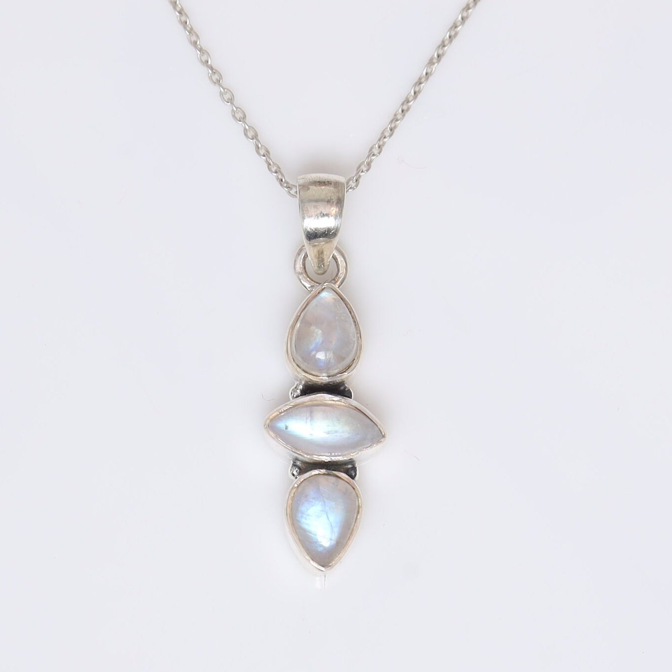 Rainbow Moonstone Sterling Silver Pendant