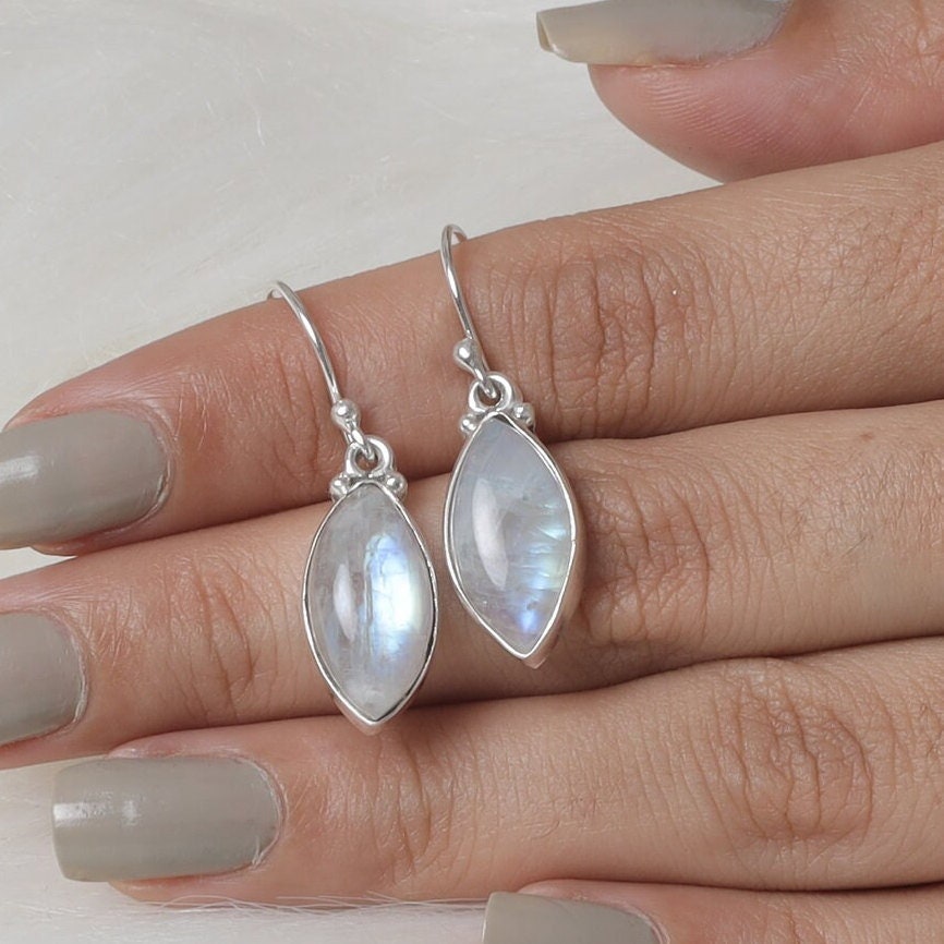 Rainbow Moonstone Sterling Silver Earrings