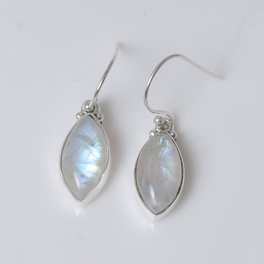 Rainbow Moonstone Sterling Silver Earrings