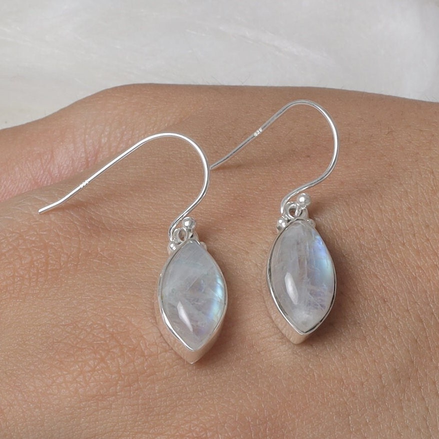 Rainbow Moonstone Sterling Silver Earrings