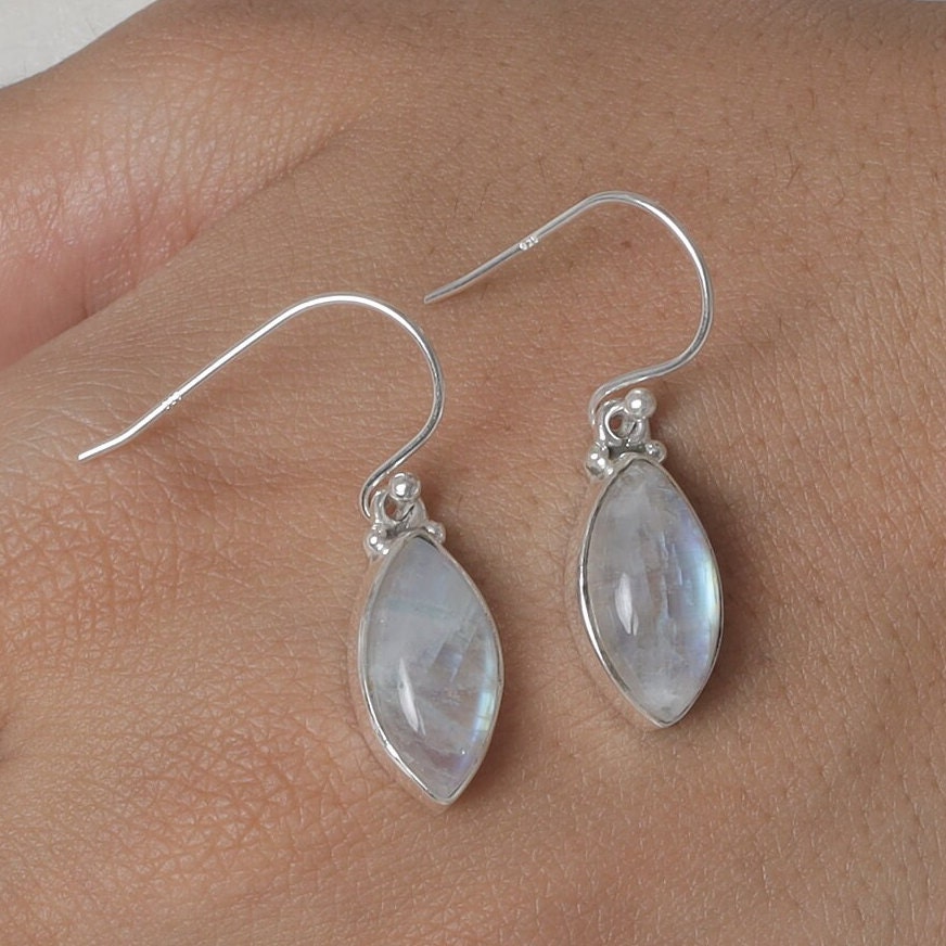 Rainbow Moonstone Sterling Silver Earrings