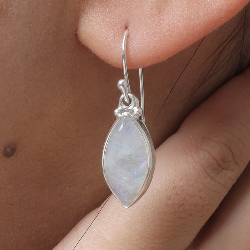 Rainbow Moonstone Sterling Silver Earrings