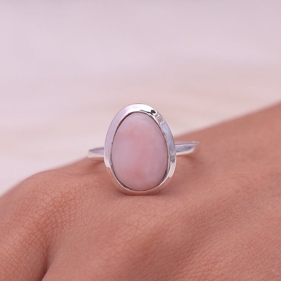 Pink Opal Sterling Silver Ring