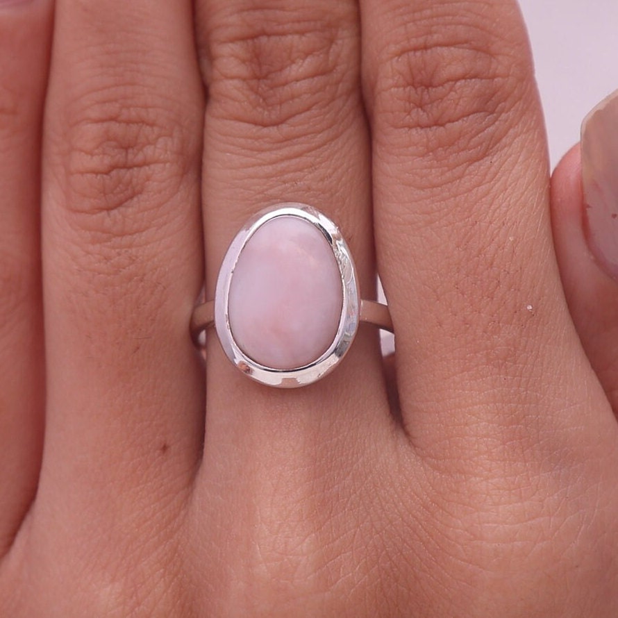 Pink Opal Sterling Silver Ring