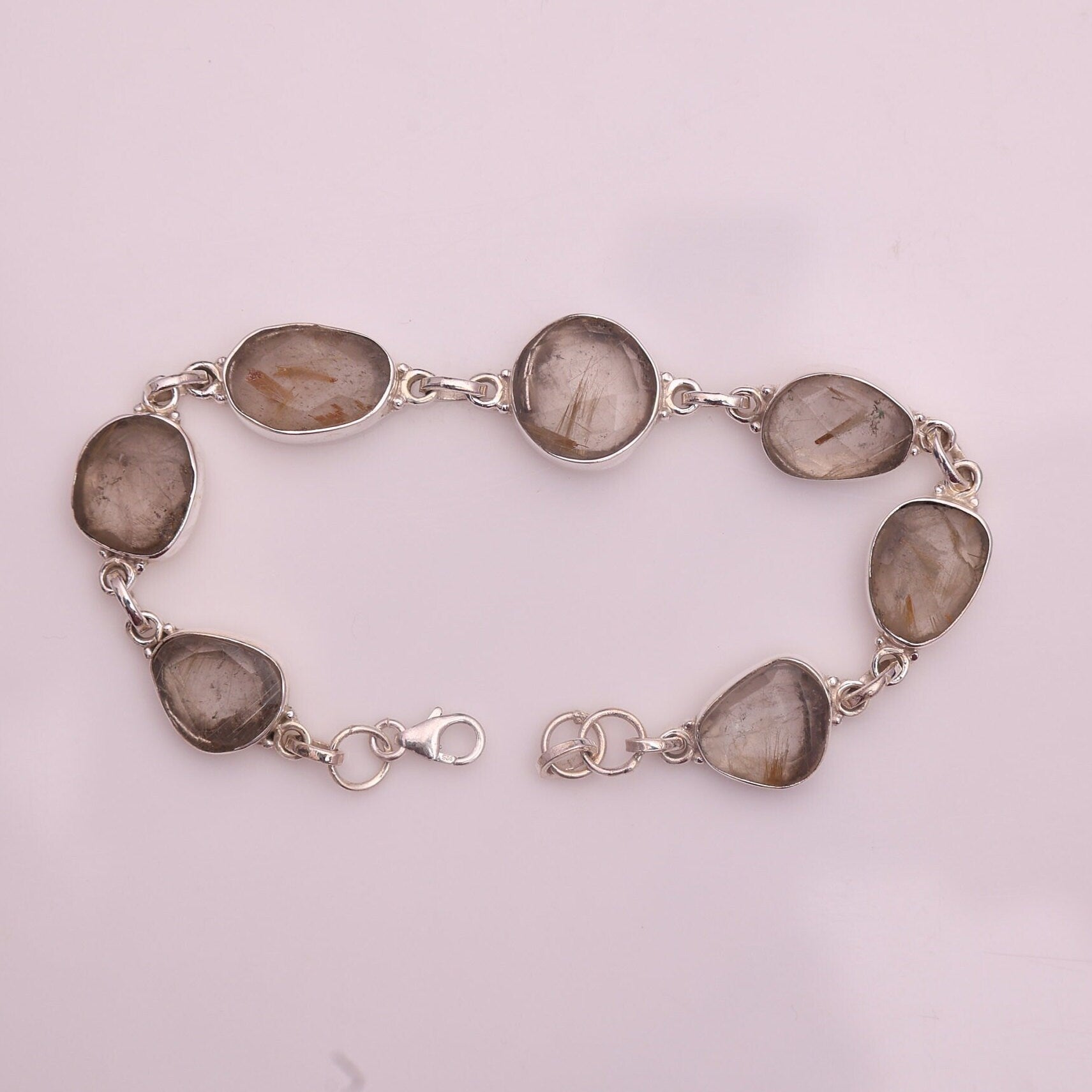 Golden Rutile Quartz Sterling Silver Bracelet