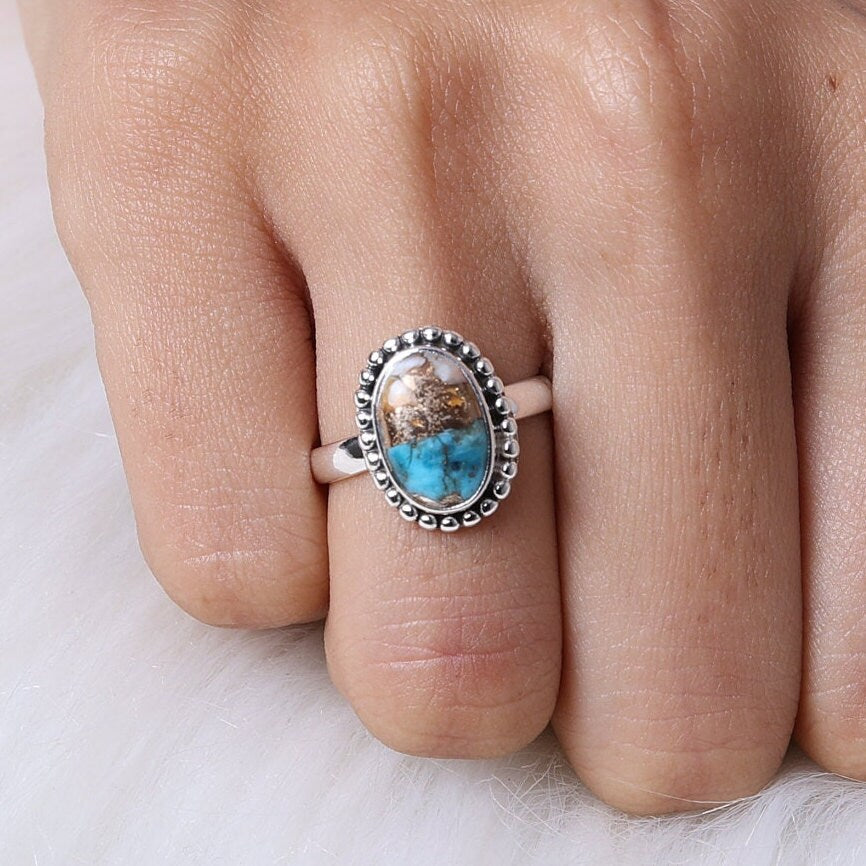 Oyster Turquoise Sterling Silver Ring