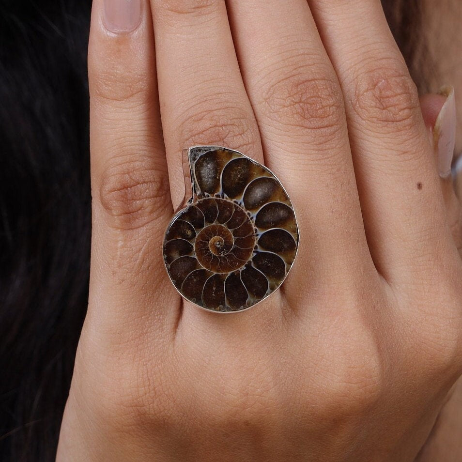 Ammonite 925 Sterling Silver Ring