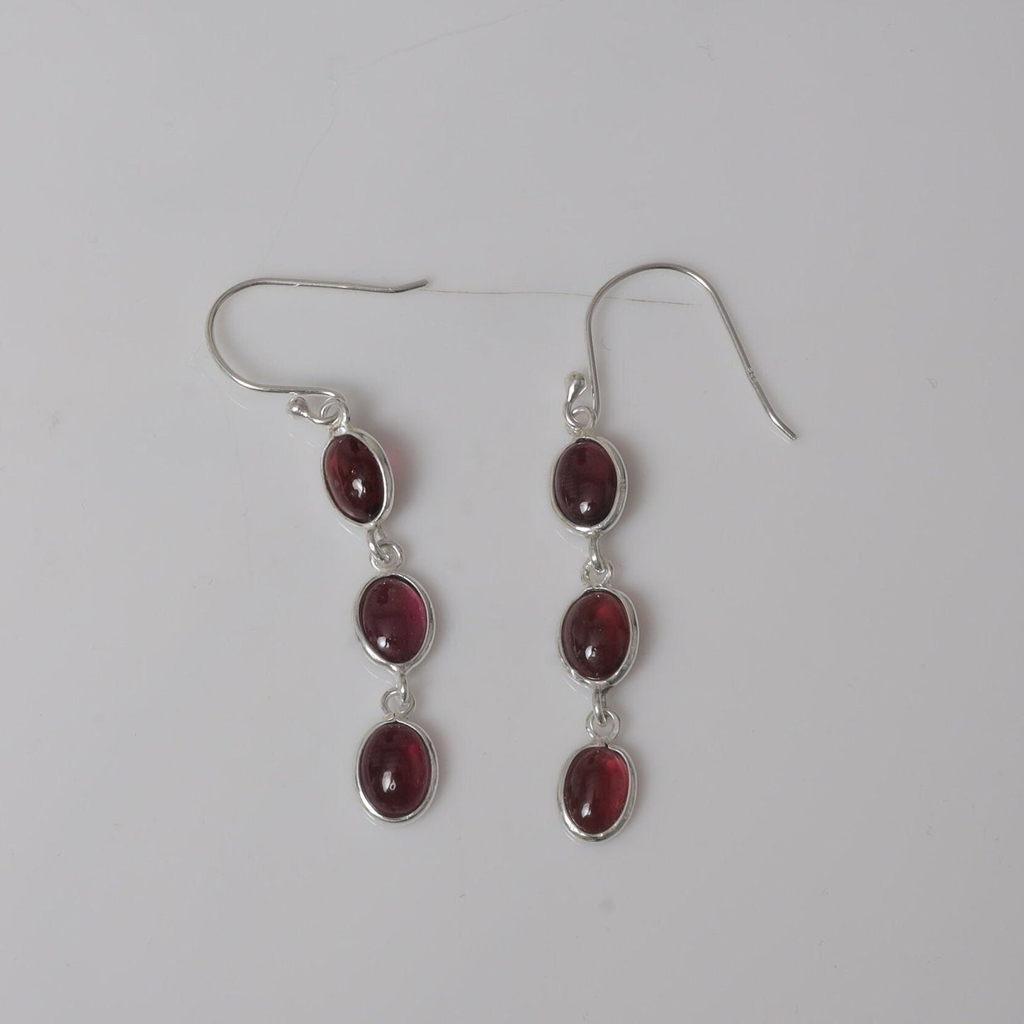 Garnet Sterling Silver Earrings