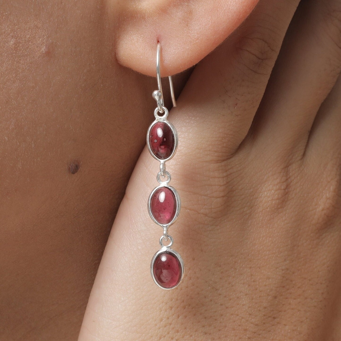 Garnet Sterling Silver Earrings