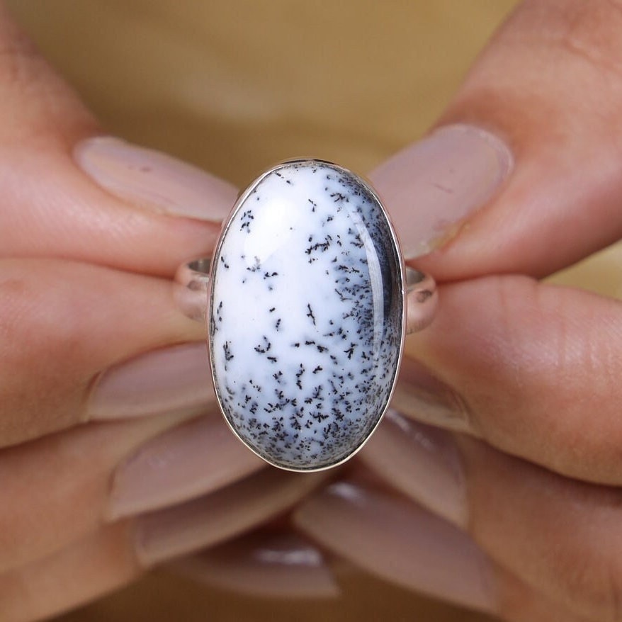 Dendrite Opal Sterling Silver Ring